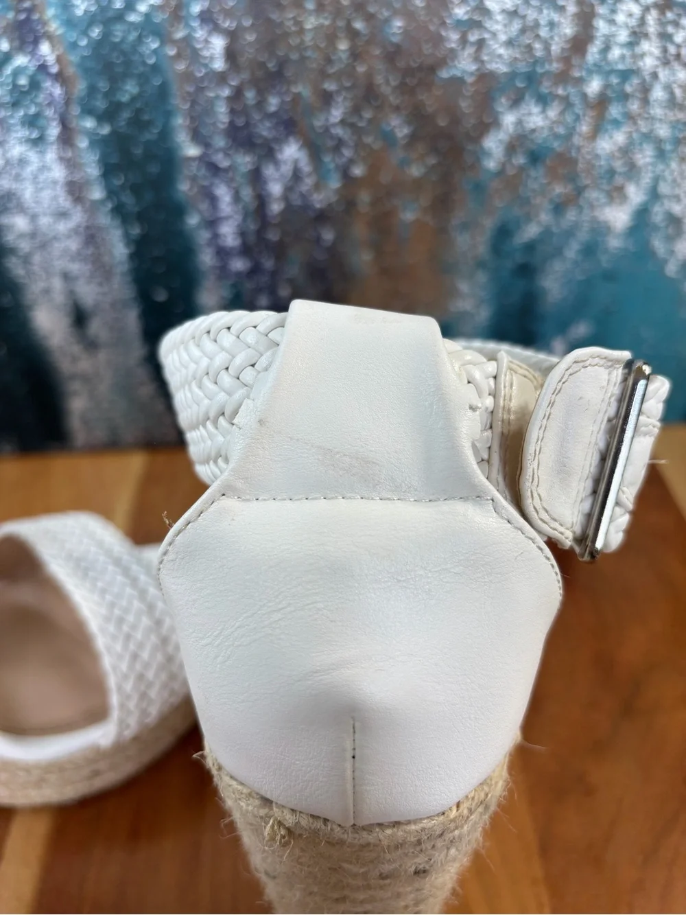 Charlotte Russe 2010s Coastal Chic Braided Espadrille Chunky Wedge Sandals Cream